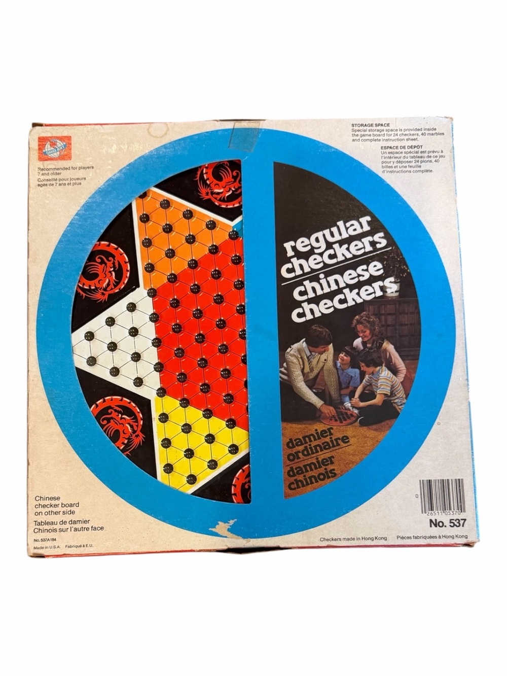 VINTAGE BOXED BOARD GAME CHINESE CHECKERS REGULAR CHECKERS OHIO ART 537 2 IN 1